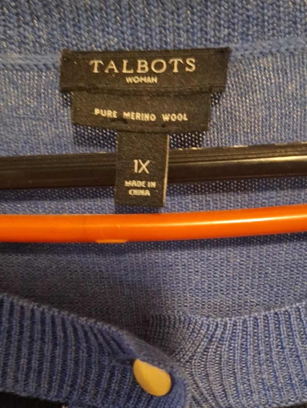 Talbots Merino Wool Blue Black Argyle Button Cardigan - Picture 2 of 3